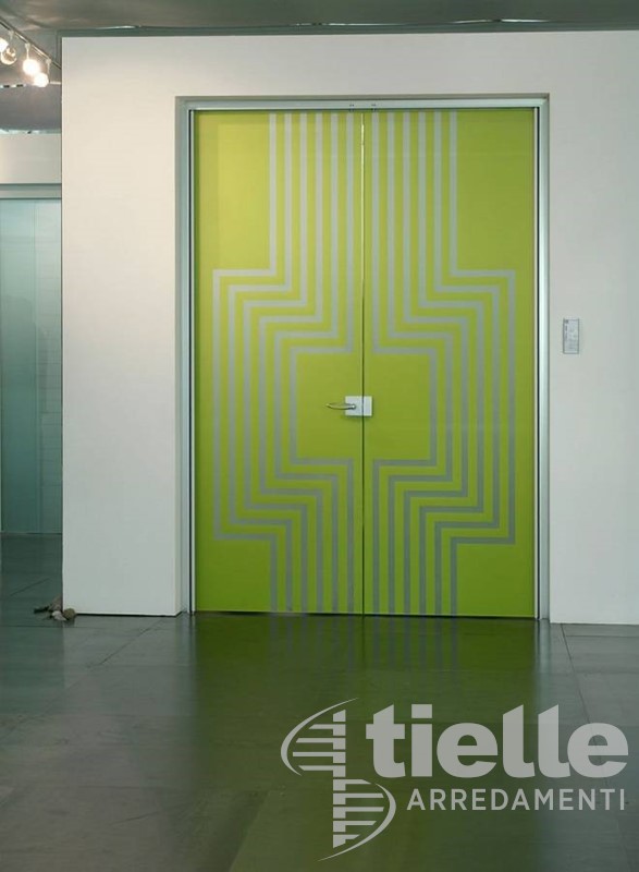 Porta a battente con vetro satinato Porte